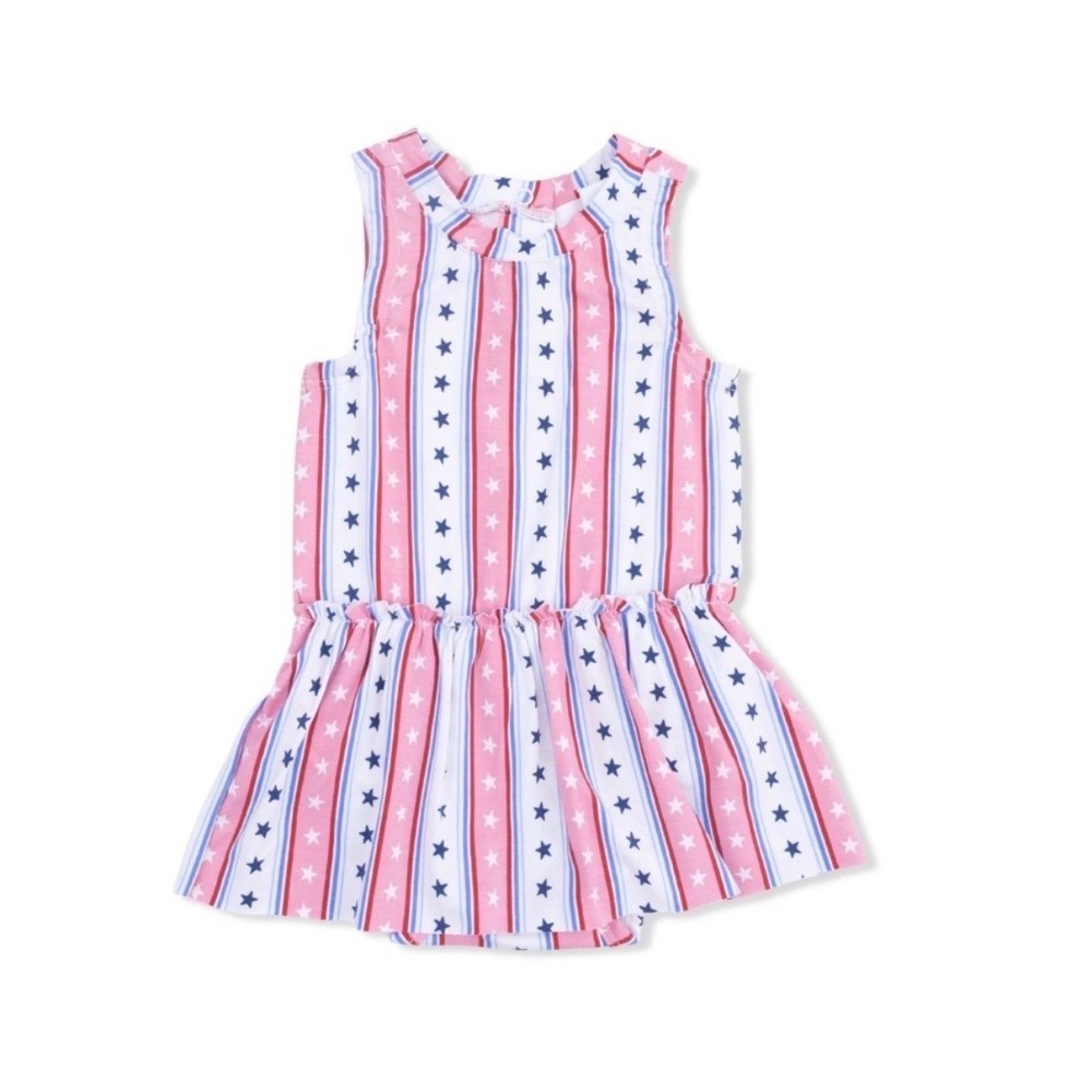 Angel Dear Stars & Stripes One Piece Bodysuit Dress – 18–24 Months – Baby Girls